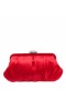 Women Nina Shoes Satin Shop | Concord Red Rouge Pleated Frame Clutch With Crystal Clasp