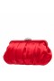 Women Nina Shoes Satin Shop | Concord Red Rouge Pleated Frame Clutch With Crystal Clasp