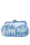 Women Nina Shoes Satin Shop | Concord Sky Blue Pleated Frame Clutch With Crystal Clasp
