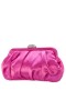 Women Nina Shoes Satin Shop | Concord Ultra Pink Pleated Frame Clutch With Crystal Clasp