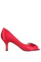 Women Nina Shoes Satin Shop | Contesa Red Satin D'orsay Pumps With A Peep-toe On A Mid-heel
