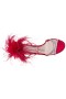 Women Nina Shoes Satin Shop | Demi Red Rouge Satin High=heel Sandals With Matching Crystals, Feathers And Ankle Strap