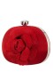 Women Nina Shoes Satin Shop | Flores Red Rouge Crystal Embellished Flower Minaudiere