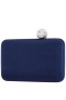 Women Nina Shoes Satin Shop | Kimberly New Navy Satin Minaudiere With Crystal Clasp