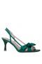 Women Nina Shoes Satin Shop | Lizette Spruce Satin With Bow Slingback Sandal On A Mid-heel