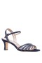 Women Nina Shoes Satin Shop | Nathyn New Navy Satin With Crystal Bands Mid-heel Sandals With Ankle-strap