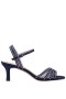 Women Nina Shoes Satin Shop | Nathyn New Navy Satin With Crystal Bands Mid-heel Sandals With Ankle-strap