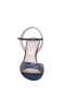 Women Nina Shoes Satin Shop | Nathyn New Navy Satin With Crystal Bands Mid-heel Sandals With Ankle-strap