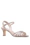 Women Nina Shoes Satin Shop | Nathyn Taupe Metallic Suedette With Crystal Bands Mid-heel Sandals With Ankle-strap