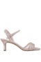 Women Nina Shoes Satin Shop | Nathyn Taupe Metallic Suedette With Crystal Bands Mid-heel Sandals With Ankle-strap