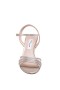 Women Nina Shoes Satin Shop | Nathyn Taupe Metallic Suedette With Crystal Bands Mid-heel Sandals With Ankle-strap