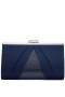 Women Nina Shoes Satin Shop | Ophelia Navy Pleated Satin Frame Clutch