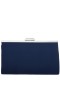 Women Nina Shoes Satin Shop | Ophelia Navy Pleated Satin Frame Clutch