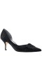 Women Nina Shoes Wide Widths | Blakely Black Satin D'orsay Mid-heel Pleated-toe Pumps
