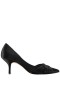 Women Nina Shoes Wide Widths | Blakely Black Satin D'orsay Mid-heel Pleated-toe Pumps