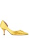 Women Nina Shoes Wide Widths | Blakely Citron Satin D'orsay Mid-heel Pleated-toe Pumps