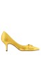 Women Nina Shoes Wide Widths | Blakely Citron Satin D'orsay Mid-heel Pleated-toe Pumps