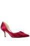 Women Nina Shoes Wide Widths | Blakely Crimson Satin D'orsay Mid-heel Pleated-toe Pumps