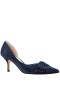 Women Nina Shoes Wide Widths | Blakely New Navy Satin D'orsay Mid-heel Pleated-toe Pumps