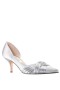 Women Nina Shoes Wide Widths | Blakely New Silver Satin D'orsay Mid-heel Pleated-toe Pumps
