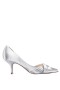Women Nina Shoes Wide Widths | Blakely New Silver Satin D'orsay Mid-heel Pleated-toe Pumps