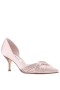 Women Nina Shoes Wide Widths | Blakely Pearl Rose Satin D'orsay Mid-heel Pleated-toe Dress Pumps