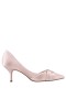 Women Nina Shoes Wide Widths | Blakely Pearl Rose Satin D'orsay Mid-heel Pleated-toe Dress Pumps