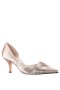 Women Nina Shoes Wide Widths | Blakely Taupe Satin D'orsay Mid-heel Pleated-toe Pumps