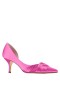 Women Nina Shoes Wide Widths | Blakely Ultra Pink Satin D'orsay Mid-heel Pleated-toe Pumps