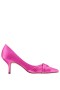 Women Nina Shoes Wide Widths | Blakely Ultra Pink Satin D'orsay Mid-heel Pleated-toe Pumps