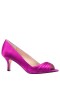 Women Nina Shoes Wide Widths | Chezare Persian Rose Satin Suedette peep-toe Low-heel dressy Pump