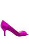 Women Nina Shoes Wide Widths | Chezare Persian Rose Satin Suedette peep-toe Low-heel dressy Pump