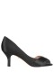 Women Nina Shoes Wide Widths | Contesa Black Satin D'orsay Pumps With A Peep-toe On A Mid-heeel