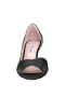 Women Nina Shoes Wide Widths | Contesa Black Satin D'orsay Pumps With A Peep-toe On A Mid-heeel