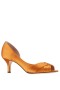 Women Nina Shoes Wide Widths | Contesa Burnt Amber Satin D'orsay Pumps With A Peep-toe On A Mid-heel