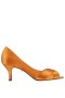 Women Nina Shoes Wide Widths | Contesa Burnt Amber Satin D'orsay Pumps With A Peep-toe On A Mid-heel