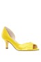 Women Nina Shoes Wide Widths | Contesa Citron Satin D'orsay Pumps With A Peep-toe On A Mid-heel