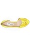 Women Nina Shoes Wide Widths | Contesa Citron Satin D'orsay Pumps With A Peep-toe On A Mid-heel
