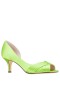 Women Nina Shoes Wide Widths | Contesa Lime Light Satin D'orsay Mid-heel Pumps With A Peep-toe
