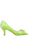 Women Nina Shoes Wide Widths | Contesa Lime Light Satin D'orsay Mid-heel Pumps With A Peep-toe