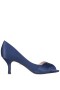 Women Nina Shoes Wide Widths | Contesa New Navy Satin D'orsay Pumps With A Peep-toe On A Mid-heel