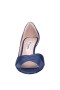 Women Nina Shoes Wide Widths | Contesa New Navy Satin D'orsay Pumps With A Peep-toe On A Mid-heel