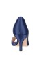 Women Nina Shoes Wide Widths | Contesa New Navy Satin D'orsay Pumps With A Peep-toe On A Mid-heel