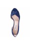 Women Nina Shoes Wide Widths | Contesa New Navy Satin D'orsay Pumps With A Peep-toe On A Mid-heel