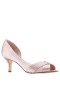 Women Nina Shoes Wide Widths | Contesa Pearl Rose Satin D'orsay Mid-heel Pumps With A Peep-toe