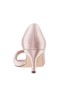 Women Nina Shoes Wide Widths | Contesa Pearl Rose Satin D'orsay Mid-heel Pumps With A Peep-toe