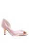 Women Nina Shoes Wide Widths | Contesa Pink Quartz Satin D'orsay Mid-heel Pumps With A Peep-toe