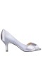Women Nina Shoes Wide Widths | Contesa Silver Satin D'orsay Pumps With A Peep-toe On A Mid-heel