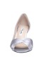 Women Nina Shoes Wide Widths | Contesa Silver Satin D'orsay Pumps With A Peep-toe On A Mid-heel