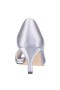 Women Nina Shoes Wide Widths | Contesa Silver Satin D'orsay Pumps With A Peep-toe On A Mid-heel